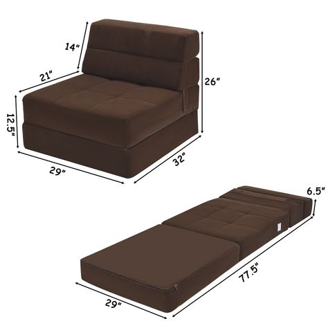 Amazon.com: Casart Sofa Bed Tri-Fold Portable Sleeper Folding Memory Foam W/Washable Cover Guest Chaise Lounge Padded Cushion Guest Sleeper Chair (Coffee): Kitchen & Dining Couch Foam, Chair Flip, Modern Futon, Floor Couch, Living Room Furniture Styles, Dorm Living Room, Sleeper Bed, Foam Sofa, Bed Floor