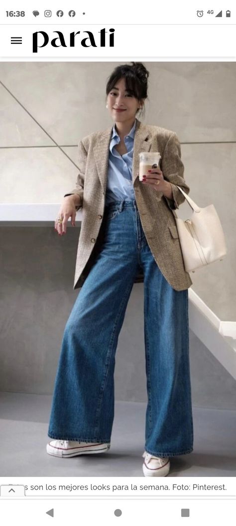 Fii Puternic, Wide Leg Jeans Outfit, Looks Jeans, Looks Street Style, Casual Work Outfits, Looks Chic, Mode Inspo, 가을 패션, Business Casual Outfits