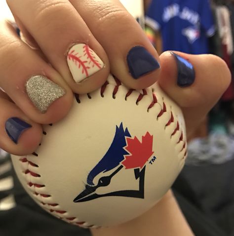 Toronto Blue Jays Nails Design, Blue Jays Nail Art, Blue Jay Nails, Blue Jays Nails, Baseball Nails, Crafts Cricut, Blue Jays Baseball, Baseball Crafts, Toronto Blue Jays