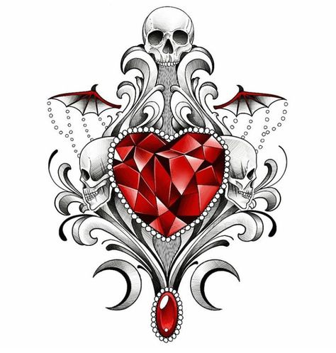 Diamond Sketch, Jewelry Tattoo Designs, Chest Tattoo Ideas, Stone Tattoo, Sacred Heart Tattoos, Gem Tattoo, Jewel Tattoo, Crystal Tattoo, Armband Tattoos