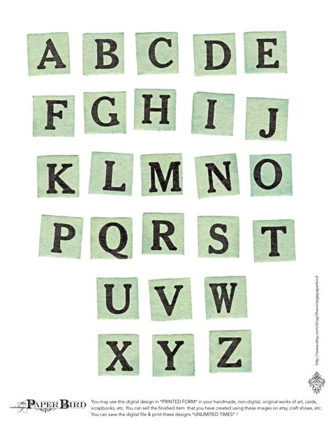 Vintage Letters Printable, Scanned Stickers, Green Letter Aesthetic, Green Vintage Stickers, Green Journal Ideas, Scrapbook Letters Printable, Aesthetic Letters Alphabet, Alphabet Printables Letters, Aesthetic Letter Ideas