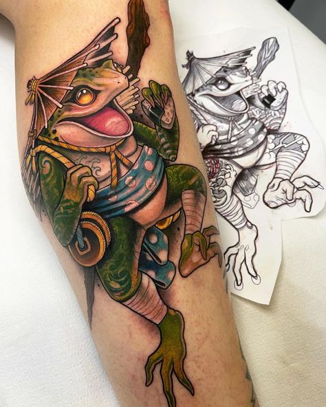 Tattoo Japonais, Outer Forearm Tattoo, Karma Tattoo, Neo Tattoo, Frog Tattoo, Traditional Tattoo Designs, Hair Tattoo, Japan Tattoo Design, Frog Tattoos