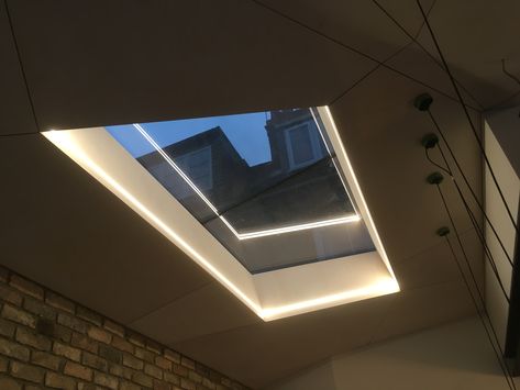 Square Skylight, Lantern Roof, Sky Window, Skylight Design, Sky Lights, Roof Lantern, Light Trim, Linear Lighting, Skyfall