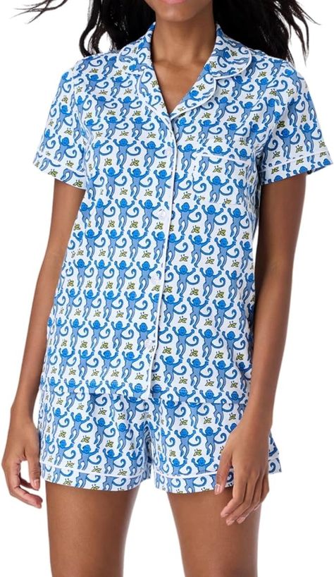 Zelbuck Womens Pajamas Set 2 Piece Button Down Monkey Bunny Shorts Set Y2k Roller Dupes Rabbit Preppy Loungewear Pjs Blue at Amazon Women’s Clothing store Y2k Pajamas, Blue Monkey, Monkey Print, Womens Pajamas, Roller Rabbit, Floral Pajamas, Womens Pyjama Sets, Sleepwear & Loungewear, Print Pajamas