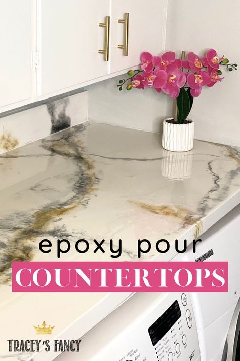 Epoxy Diy Countertops, Pour Paint Countertop, Epoxy Resin Countertop Diy, Epoxy Countertop Kitchens, Epoxy Countertop Ideas, Diy Epoxy Countertop, Marble Epoxy Countertop, Epoxy Counters, Liquid Glass Epoxy