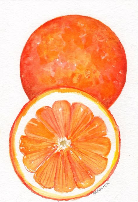 Oranges Watercolor, Painting Fruit, Lemon Watercolor, Painting Orange, Soya Mumu, Fruits Drawing, Fruit Wall Art, Orange Painting, Watercolor Food