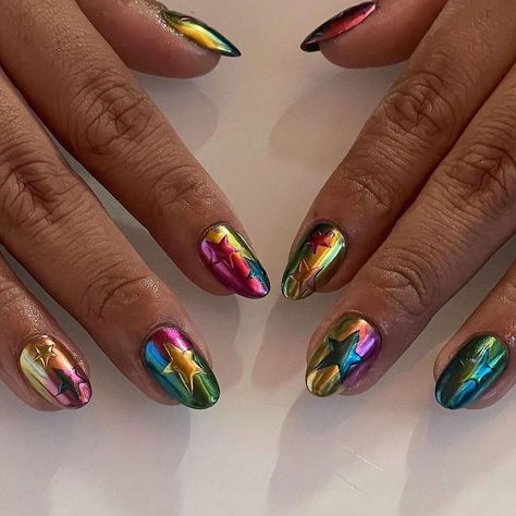 @ Rainbow Chrome Nails, Ombre Chrome Nails, Rainbow Chrome, Chrome Manicure, Nails Rainbow, Checkered Nails, Chrome Nail Polish, Pink Chrome Nails, Chrome Nail Art