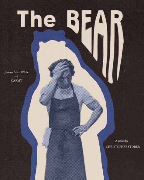 Documentary Cover Design, Movie And Music Posters, The Bear Movie Poster, Vintage Tv Show Posters, Film Graphic Design Poster, Black And White Advertisement, Tv Show Poster Design, The Bear Poster Tv Show, Movie Posters Black And White