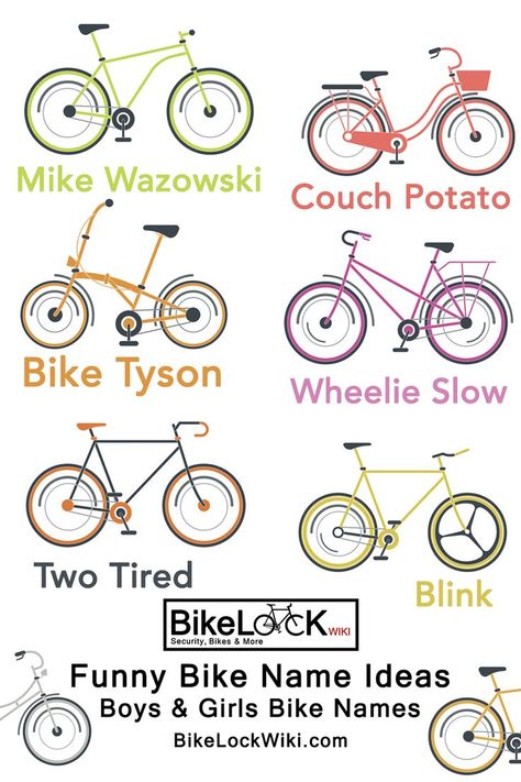 funny and cool bike names Bike Puns, Pun Names, Bike Names, Bike Team, Cycling Girl, Bike Quotes, Names List, Lost Keys, Best Bike