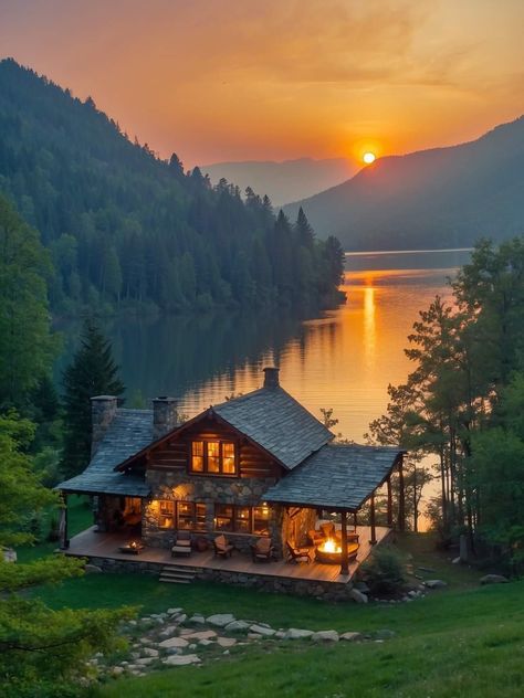 Lakefront Cabin, Aesthetic Scenery, Cabin Vibes, Paz Mental, Dream Life House, التصميم الخارجي للمنزل, Country Homes, A Cabin, By The Lake