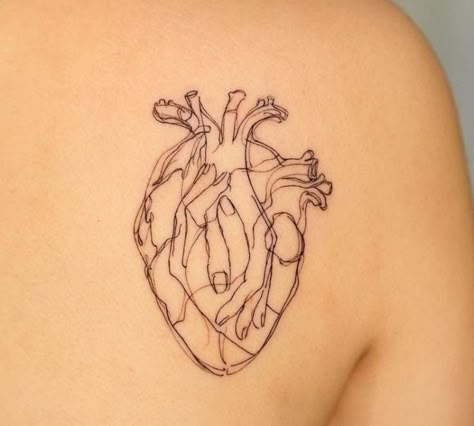 Anatomy Back Tattoo, Heart On Shoulder Tattoo, Stop Thinking Tattoo, Head And Heart Tattoo, Human Anatomy Tattoo, Amygdala Tattoo, Tattoo For Survivors, Anatomy Heart Tattoo, Special Tattoo Ideas