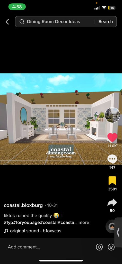 Costal Dining Rooms Bloxburg, Coastal Living Room Bloxburg, Bloxburg Coastal Living Room, Coastal Dinning Room, Coastal Decals, Bloxburg Images, Coastal Bloxburg, Small Coastal Living Room, Roblox Kid