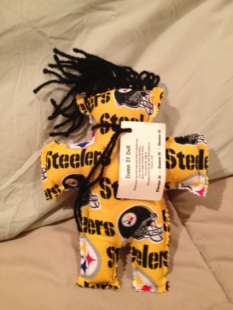 Today is officially the last day of the NFL season. Week 17. Next week starts the crazy roller coaster known as the playoffs. And today for the first time in a long time, the Pittsburgh Steelers are playing a completely meaningless game. They were having a fairly solid season, getting real strong at the right time andRead More » Nfl Crafts To Sell, Diy Steelers Gifts, Damn It Doll Pattern, Nfl Crafts Diy, Damn It Doll, Damit Doll, Damnit Doll, Nfl Crafts, Pittsburgh Steelers Crafts