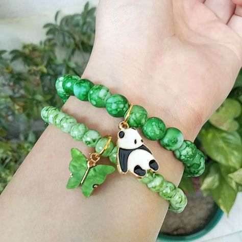 💚Cute Panda and Butterfly Bracelets💚 For the girls with evergreen smile and Charming personality 💚 📌Grab yours Now! First 5 orders will get 20% off Next 5 orders will get 10% off 📥DM to order yours 💚 Customized orders taken 💚 #beadedjewelry #smallbusinessowner #beadedbraceletsofinstagram #charmbracelets #trendingbracelets #punjab #delhi #explorepage #jewelrygram #newcollection Pans/pandas Awareness, Bear Bracelet, Panda Bracelet, Panda Pendant, Panda Bedsheet, Trending Bracelets, Butterfly Bracelet, 20 % Off, Cute Panda