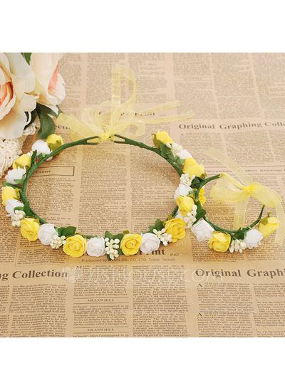 [US$ 5.99] Foam/Plastic Flower Headband ( Including Wrist Corsage)(198117001) Flower Headband With Handmade Flowers For Wedding, Fitted Handmade Flowers Headband For Wedding, Flower Crown Veil, Fake Flower Elastic Headband, Floral Tiara Flower Headbands, Cream Flower-shaped Headband With Handmade Flowers, Housewarming Decorations, Girls Hair Bows Diy, Bridal Gift Wrapping Ideas