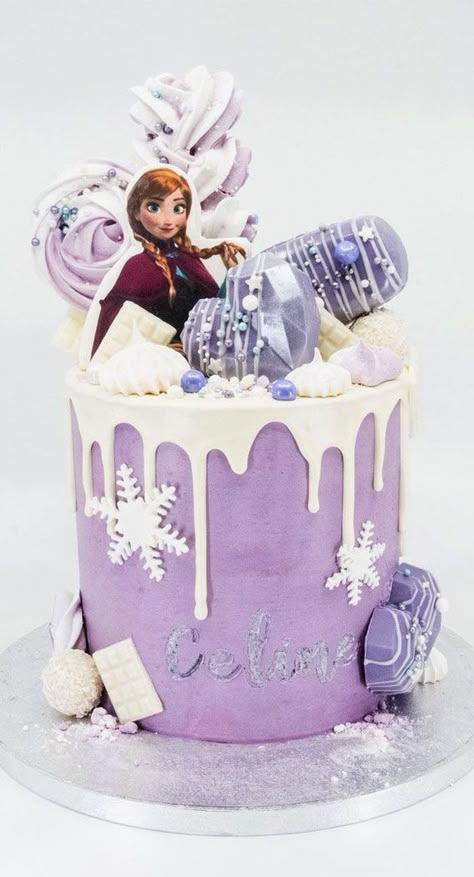 23. Elsa Purple birthday cake Whether you’re looking for birthday cake, graduation cake, bridal shower, baby shower or any celebration cake.  We’ve got something for... Purple Frozen Birthday Cake, Anna Frozen Birthday Cake, Purple Elsa Cake, Purple Frozen Cake, Anna Cake Frozen, Anna Cake Design, Birthday Cake Ideas Unique, Pretty Cake Decorating, Elsa Anna Cake