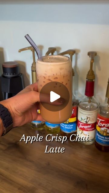 Jess | The Coffee RN on Instagram: "🍎Apple Crisp Chai Latte🍎

Happy #nationalchaiday this is the perfect dupe for the Starbucks apple crisp oat milk chai! You can make the cold foam non dairy by using plant based swaps however I prefer the froth you get with real cream

This chai concentrate from @minorfigures is the best I’ve tried so far! A little goes a long way

I used
@minorfigures Chai Concentrate 
@minorfigures Oat Milk

For the Cold Foam:
3 Tbs Heavy Cream
2 Tbs Milk
1 Tbs @monin_usa Caramel Apple Butter syrup

#chai #chaioftheday #coffeeinsta #coffeeinstagram #coffeereels #coffeerecipes #coffeeoftheday #tea" Apple Crisp Cold Brew, Apple Crisp Chai Latte Starbucks, Iced Chai With Cold Foam, Chai With Pumpkin Cold Foam, Chai Tea Pumpkin Cold Foam, Apple Crisp Non Dairy Chai, Caramel Macchiato Cold Brew, Caramel Apple Butter, Chai Latte Starbucks