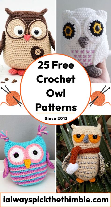 Crochet Owl Stuffed Animal, Small Crochet Owls Free Patterns, Amigurumi Free Pattern Owl, Owl Pattern Crochet, Crocheted Owls Free Patterns, Easy Crochet Owl Pattern Free, Owl Free Crochet Pattern, Crochet Owl Pattern Free Amigurumi, Free Crochet Owl Patterns