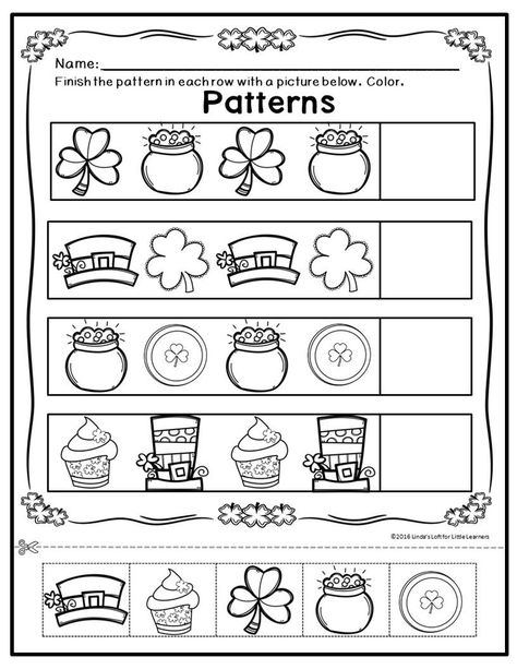 Math Preschool Worksheets, Preschool Math Centers, Math Preschool, St Patricks Day Crafts, March Activities, St Patricks Day Crafts For Kids, St Patrick Day Activities, San Patrick, Preschool Math Worksheets