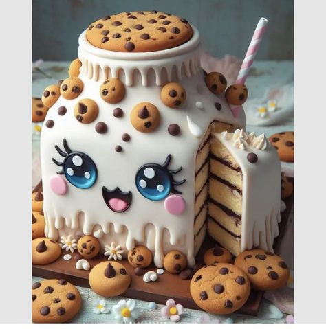 Kawaii Cake Ideas, Kawaii Birthday Cake, Kawaii Bottle, Kawaii Treats, Kawaii Cake, Cookies Making, Bottle Cake, Cookies Ideas, Delicious Cookies