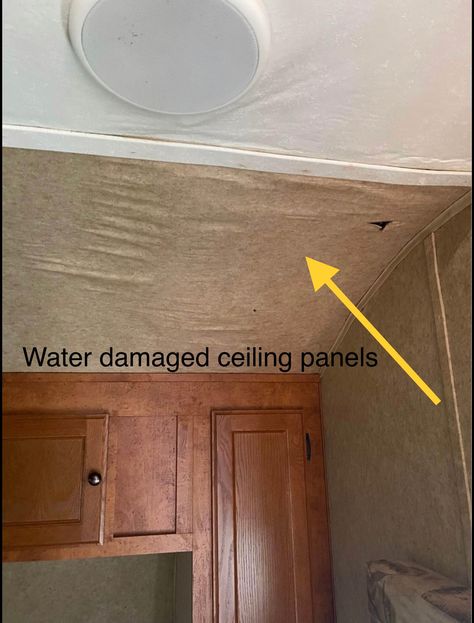 Camper Ceiling Repair, Rv Wall Repair, Rv Ceiling Makeover, Camper Wall Remodel, Rv Ceiling Remodel, Camper Ceiling Ideas, Rv Ceiling Ideas, Rv Wallpaper Makeover, Camper Door Makeover