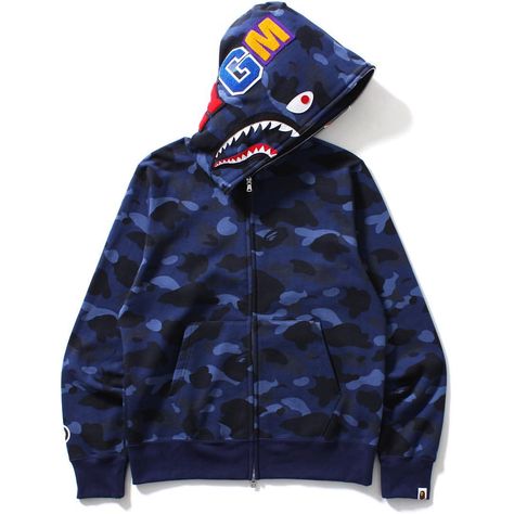 Blue Bape Hoodie, Bape Shark, Bape Hoodie, Sweats Outfit, Shark Hoodie, Camo Top, Blue Shark, Blue Camouflage, Blue Camo