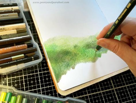 Painting Moss and Coloring Green - Peony and Parakeet Drawing Moss, Moss Color, Planet Colors, Painting And Drawing, Different Shades Of Green, Color Pencil, Magical Forest, Shades Of Green, A Video