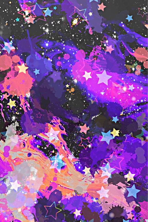 #wallpaper #lockscreen #glitter #sparkle #galaxy #paintsplatter #paint #pattern #stars #colorful #background #art #purple Wallpaper Backgrounds Bright Colors, Galaxy Abstract Painting, Bright Purple Wallpaper, Nostalgia Aesthetic Wallpaper, Pretty Galaxy, Stars Colorful, Purple Galaxy Wallpaper, Galaxy Core, Pop Illustration