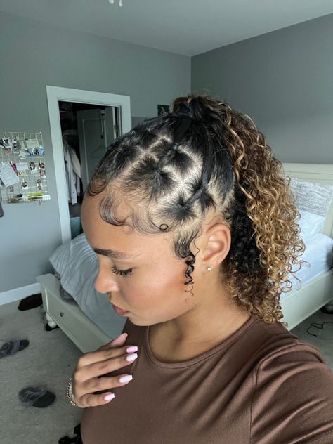 Curly Hairstyles With Cornrows, Natural Curly Protective Hairstyles, Natural Curly Hairstyles Braids, Mixed Hair Braids, Curly Hairstyles 4a Hair, 3c Protective Hairstyles, Short 3c Curly Hairstyles, Black Natural Hair, 2 Braids Natural Hair