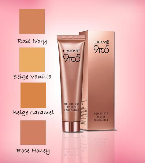 Lakme 9 To 5 Weightless Mousse Foundation Review Lakme Foundation Shades, Lakme Foundation, Lakme Products, Products For Clear Skin, Lakme Cosmetics, Lakme Lipstick, Oil Control Face Wash, Mousse Foundation, Eid Quotes