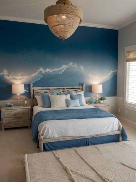 Ocean Inspired Bedroom, Nautical Decor Living Room, Sea Bedrooms, Nautical Decor Bedroom, Ocean Room Decor, Ocean Bedroom, Beachy Room Decor, Ocean Themed Bedroom, Beach Room Decor