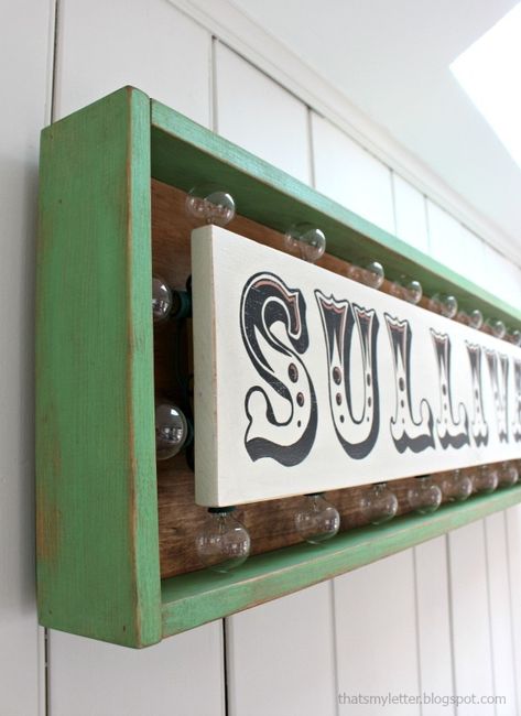 A DIY tutorial to make a marquee style wood sign with lights. A back lit marquee sign with a frame makes a very fun wall decor gift idea. Sign With Lights, Wall Lights Diy, Diy Marquee Letters, Diy Light Fixtures, Building Painting, Cool Wall Decor, Marquee Lights, Marquee Sign, Diy Letters