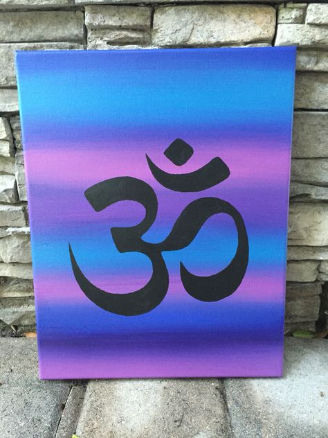 Multicolored Om Symbol Acrylic Painting @Kreativekota on Etsy Om Painting On Canvas, Om Canvas Painting, Om Acrylic Painting, Spiritual Paintings Easy Simple, Easy Spiritual Paintings For Beginners, Yoga Canvas Painting, Om Painting Canvases, Hindu Paintings Easy, Om Painting Om Symbol