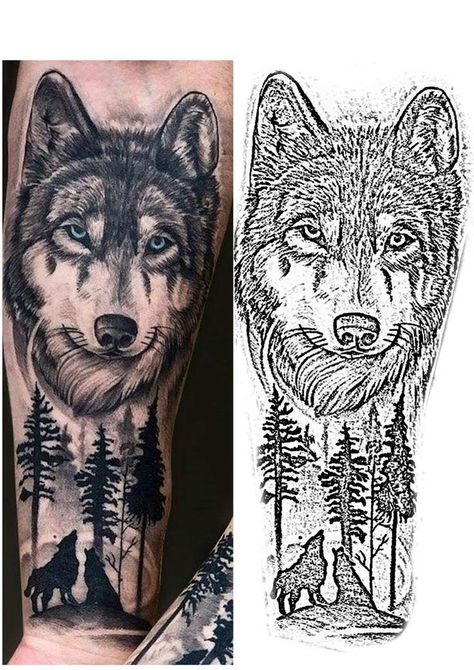 Wolf Tattoo Stencil Design, Wolf Tattoo Stencil, Buddhist Tattoo Sleeve, Half Sleeve Tattoos Wolf, Wolf Stencil, Atrapasueños Tattoo, Chest Tattoo Stencils, Cute Tattoo Ideas, Mom Dad Tattoo Designs