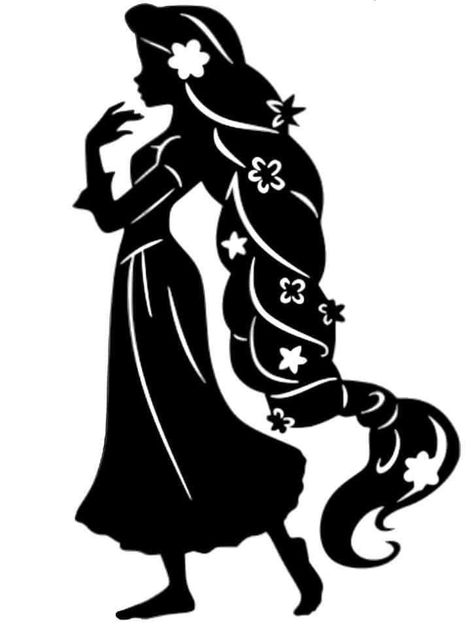 Rapunzel Silhouette, Disney Stencils, Anastacia Disney, Disney Silhouette Art, Rapunzel Disney, Disney Silhouette, Disney Silhouettes, Projets Cricut, Disney Wall