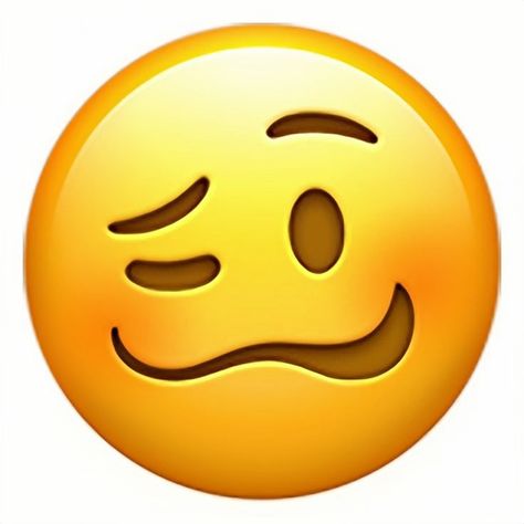 Lopsided Smile, Drunk Face, Face Png, Face Emoji, The Emoji, Emoji Images, Ios, Yellow