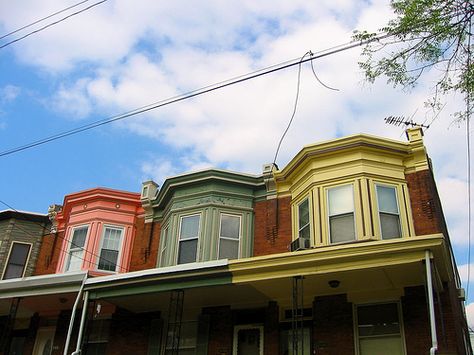 Row House: "One of an unbroken line of houses sharing one or more side walls in common with its neighbors, usually consisting of uniform plans and other architectural treatments." Philly Row Home, Row Home, Decor Around Tv, Expensive Homes, Architectural Styles, Expensive Houses, Row House, Side Wall, Architecture Fashion