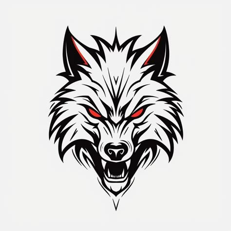 Werewolf Logo, Black Wolf With Red Eyes, Angry Wolf Tattoo, Wolf Angry, Wolf Logo Design, Wolf With Red Eyes, Wolf Black And White, Eyes Vector, Wolf Vector