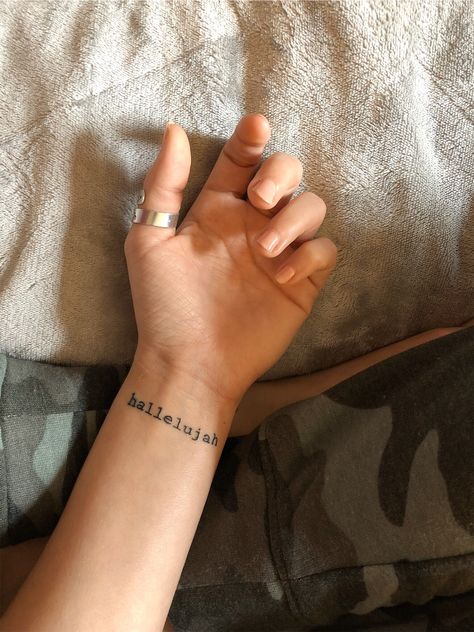 Hallelujah Even Here Tattoo, Raise A Hallelujah Tattoo, Words On Wrist Tattoo, Words Wrist Tattoo, Women’s Wrist Tattoos, Hosanna Tattoo, Word Wrist Tattoos, Wrist Tattoos For Women Words, Wrist Word Tattoos