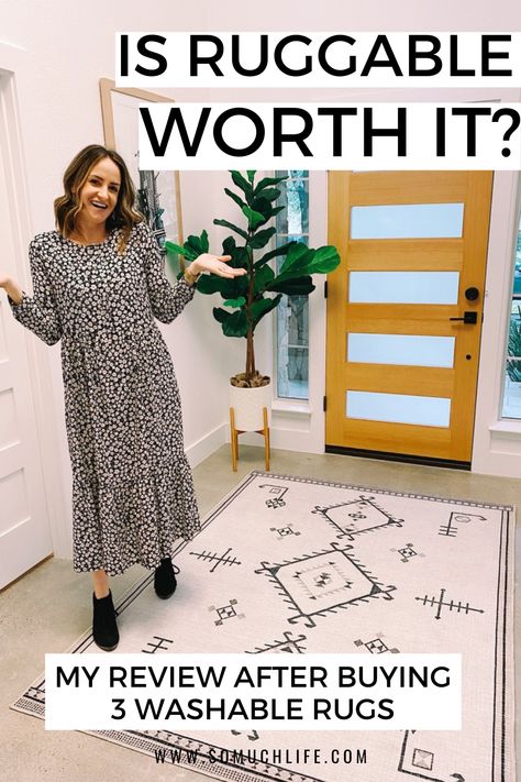 Is Ruggable Worth It? My Review After Buying 3 Washable Rugs - So Much Life Rugs For Playroom, Kids Playroom Rugs, Neutral Rug Living Room, Family Room Rug, Home Idea, Kitchen Rugs Washable, Kitchen Area Rugs, Ruggable Rug, Playroom Rug