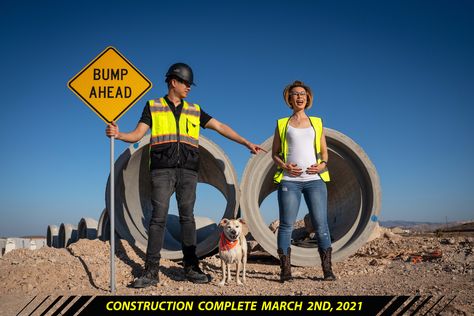 Construction Baby Announcement, Sibling Baby Announcements, Family Baby Announcement, Bump Ahead, Pregnancy Pics, Creative Pregnancy Announcement, Cute Pregnancy Announcement, Announcement Ideas, Fun Baby