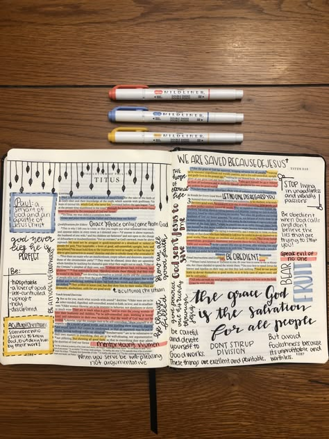 Titus Bible Study, Acts Bible Notes, Titus Bible Journaling, Messy Bible, Bible Annotations, Chapter Quotes, Bible Collection, Bible Goals, Bible Organization