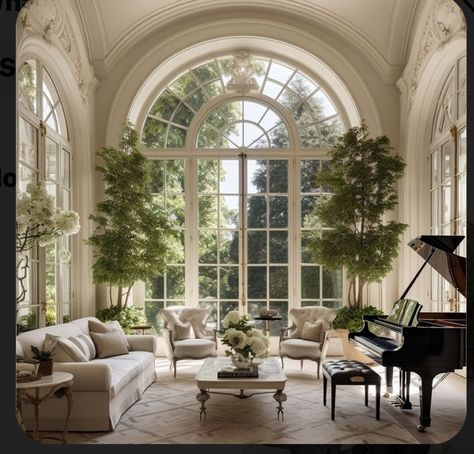 French House Aesthetic Living Room, House With Grand Piano, French House Living Room, French Estate Interior, Modern Old Money House, Old Money Aesthetic Living Room, French Style Houses Interior, French House Aesthetic, Outdoor Curtain Ideas