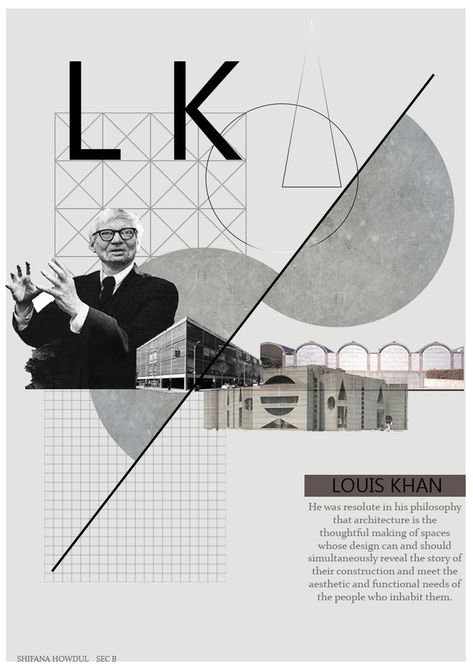 Poster Architecture Presentation, Triangular Architecture, Louis Khan, Photoshop Poster Design, Poster Architecture, Landscape Architecture Diagram, Deconstructivism, Photoshop Poster, Poster Design Layout