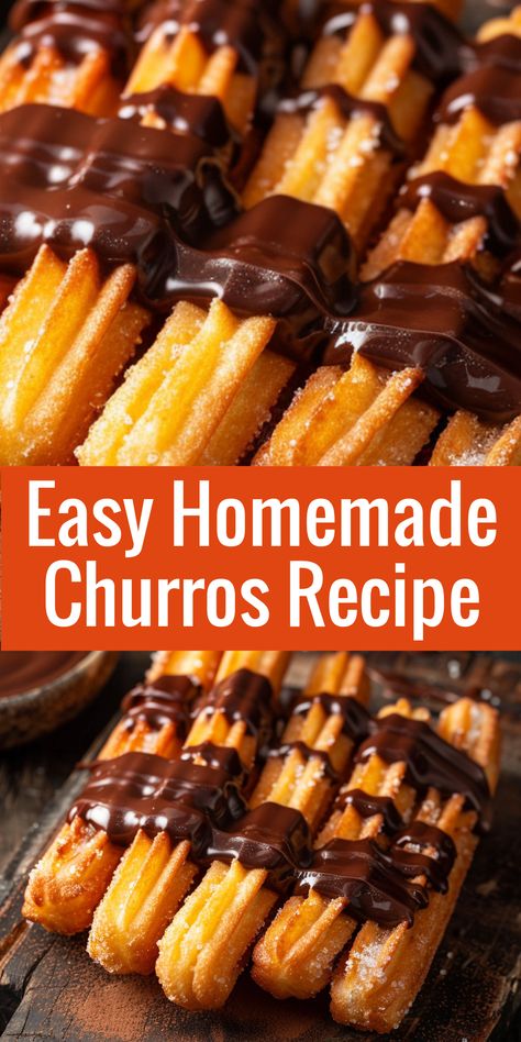 Learn how to make delicious churros at home with this easy recipe. Perfect for parties and snacks! How To Make Mini Churros, Diy Churros Recipes, Easy Churros Recipe Simple, How To Make Churros At Home, Churro Cruffins, How To Make Churros, Home Made Churros, How To Make Batter, Homemade Churros Recipe