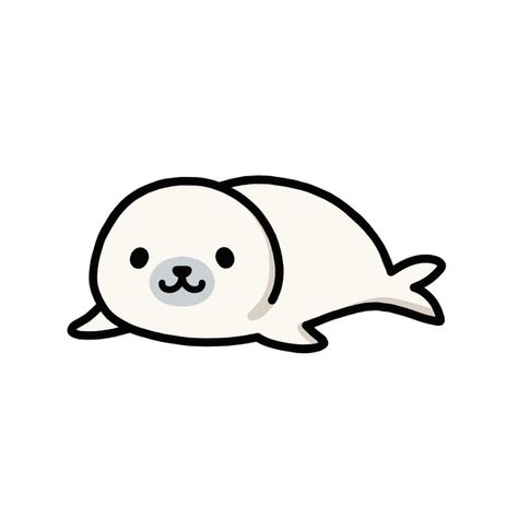 Cute seal Cute Water Animals Drawings, Cute Animal Outlines, Cute Seal Art, Seal Drawing Cute, Drawing Ideas Cute Animals, Easy Drawings Animals, Cute Animals Drawings Easy, Animal Cartoon Drawings, Cute Cartoon Drawings Easy