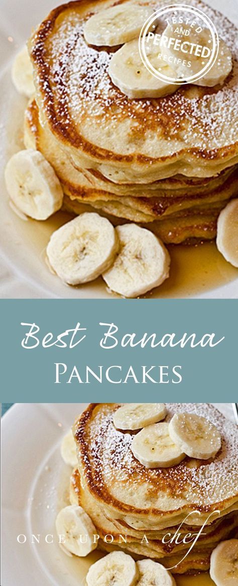 Fluffy on the inside, crispy on the outside, and delicately flavored with bananas and vanilla — these are phenomenal banana pancakes. The recipe, believe it or not, is adapted from a Williams Sonoma children’s cookbook, which only proves how easy they are to make. #pancakes #breakfast #testedandperfected Pancake Banane, Banana Pancakes Recipe, Banana Pancakes, Banana Recipes, Pancakes And Waffles, Breakfast Time, Omelet, Pancake Recipe, Williams Sonoma