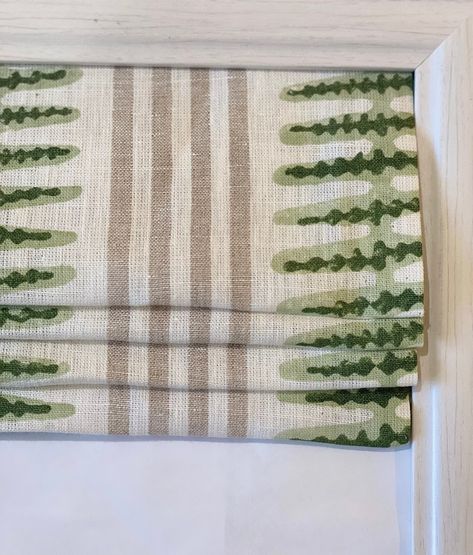 Roman Shade With Valance, Stripe Roman Shade, Woodsy House, Kitchen Shades, Solvang Ca, Blue Nursery Boy, Marie Flanigan, Dining Chair Upholstery, Custom Roman Shades