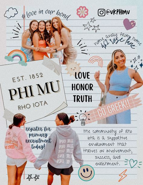 Recruitment Story Design, Sorority Trifold Board, Cob Recruitment Ideas, Sorority Recruitment Instagram Posts, Recruitment Instagram Stories, Cob Ideas Recruitment, Sorority Recruitment Flyer, Sorority Instagram Story Ideas, Sorority Recruitment Graphics Go Greek