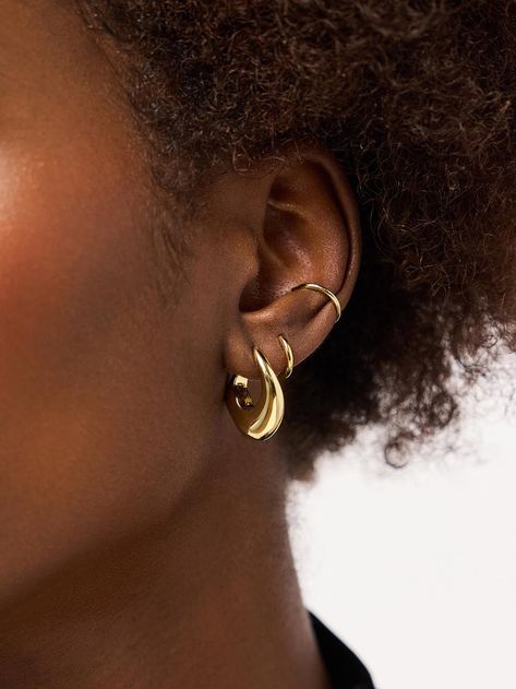 Bold and beautiful, these gold statement earrings plated in 14k gold feature an asymmetric silhouette designed to take your hoop collection to new heights. Missing Something, Gold Statement Earrings, Loving You, Asymmetrical Design, Bold And Beautiful, Samara, Anniversary Sale, Silhouette Design, Statement Earrings